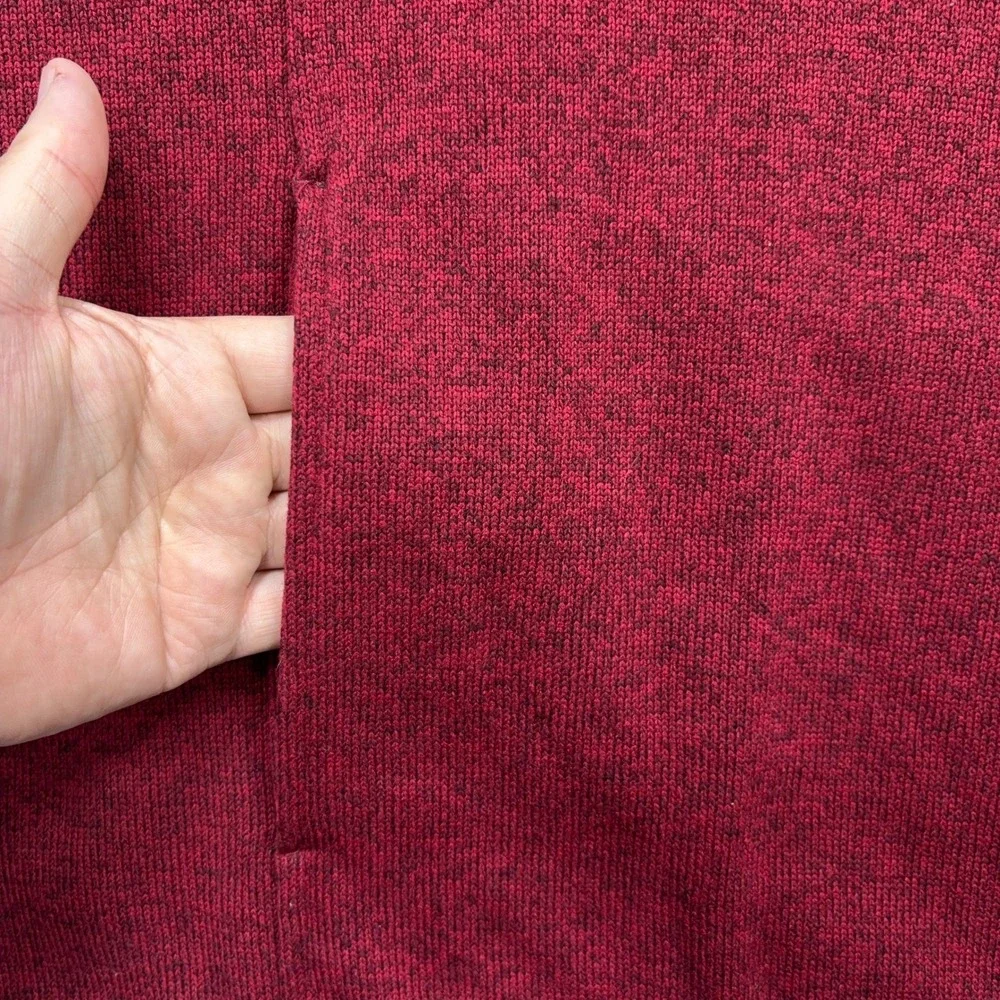 LL Bean Sweater Fleece Pullover Mens 3XL Tall Maroon Heather Snap Mock Neck